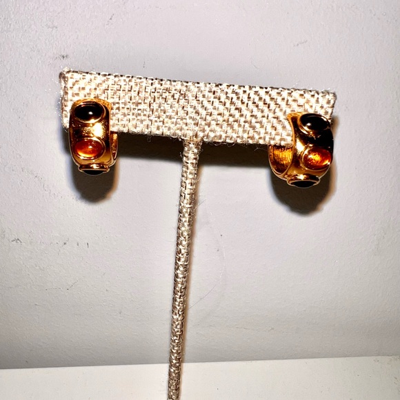 gold-plated women's earrings with stone decoration - Picture 2 of 3